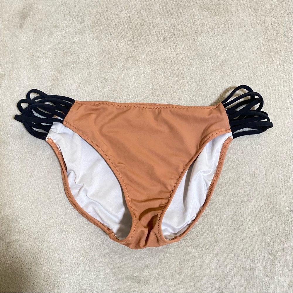 PINK Victoria's Secret Tan and Black Strappy Bikini